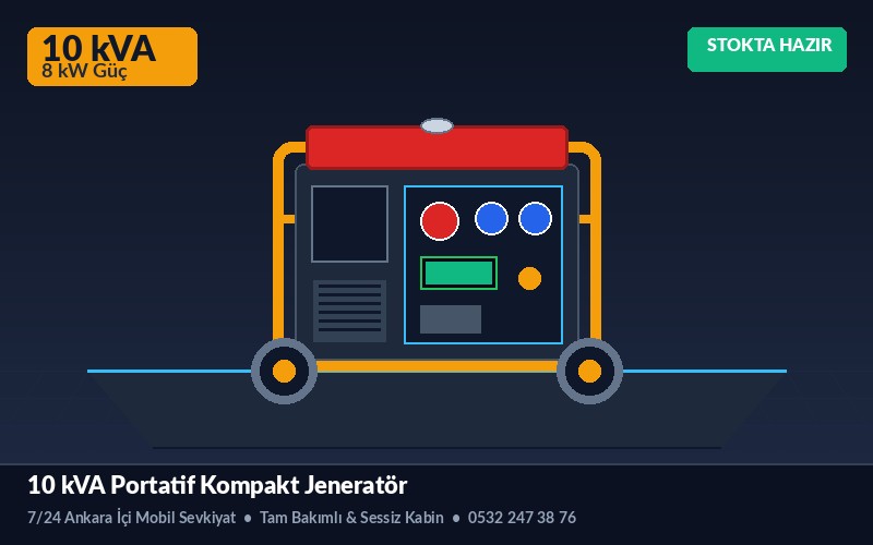 10 kVA Portatif Kompakt Dizel Jeneratör Ankara Kiralama